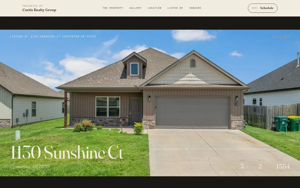 1130 Sunshine listing website front page